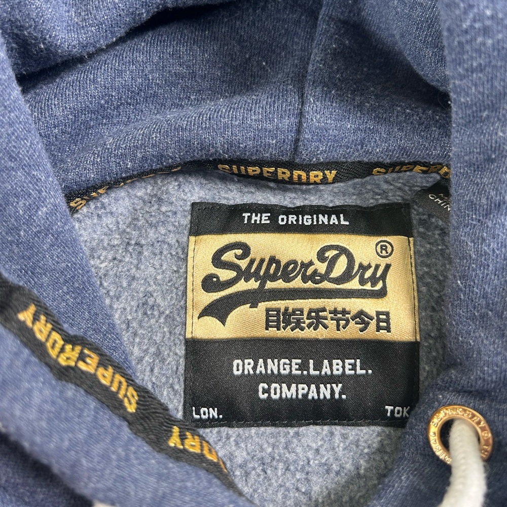 SUPERDRY Orange Label Elite Hooded Pullover Sweatshirt Blue Wom US 8 UK 12 EU 40 - Picture 3 of 12